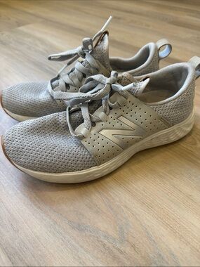 New Balance Fresh Foam Light Gray Knit Lace-Up Sneakers
